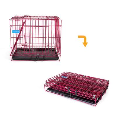 China Breathable High Quality Durable Folding Double Door Dog Cages Solid Metal Dog Cages Enclosures for sale