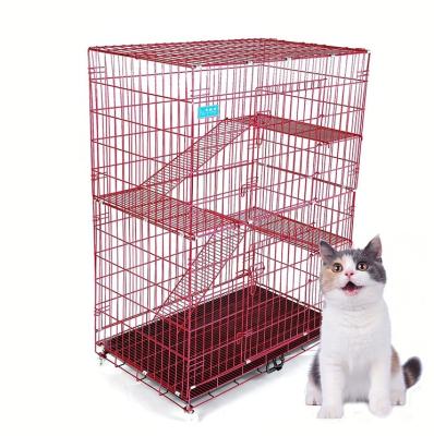 China 2 Tier Fence Outdoor Cat Cage Metal Cage Pet House Breathable Portable Mobile Cat Cage for sale