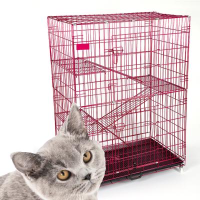 China Breathable Folding Outdoor Expandable Large 4 Tier Multi Size Cat Cages Washable Cat Cages With Double Door Pet Cages for sale