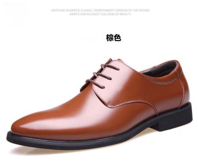 China 2021 Light Tops Selling Brown Real Leather Men Elegant Lace Elevator Shoes for sale