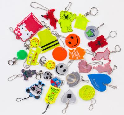 China Customized Working Logo PVC Reflector Promotional Gifts Reflective Keychain Hanger for sale