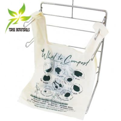 China Home Compost 100% Biodegradable Biodegradable Plastic T-shirt OK Shopping Biobag For Grocery Store for sale