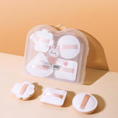 China Non Dry Wet Latex Cotton Candy Powder Puff 4 Sets Bohemian Coverall Makeup Air Cushion Bottom Powder Puff for sale