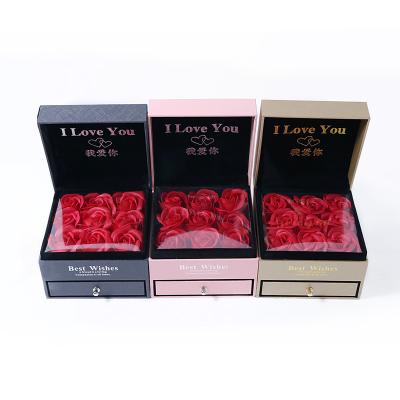 China Ring Box Customizable Size Luxury Jewelry Gift Box Packaging Rose Romantic Style Jewelry Box for sale