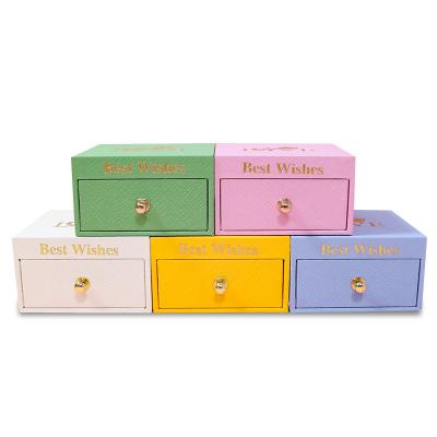 China Delicate Small Ring Box Macaron Bangle Jewelry Box Packaging Jewelry Packaging Sliding Gift Paper Drawer Box for sale