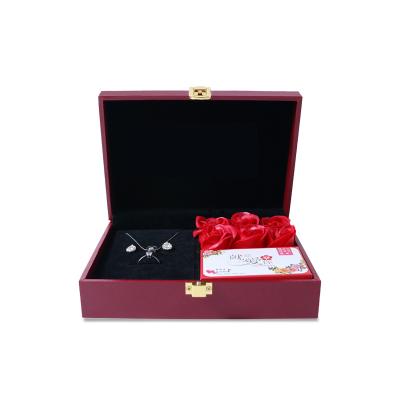 China Ring Box 3 In 1 Set Red Rose Jewelry Set Packaging Box Quality Cheap Jewelry Boxes Excellent Wholesale for sale