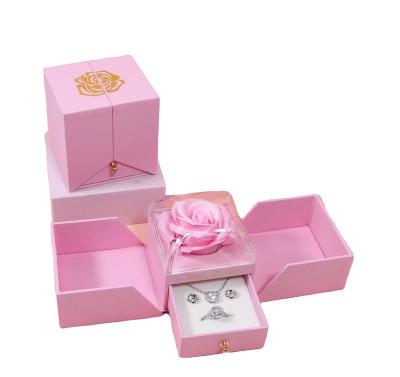 China Ring Box Personalization Gift Paper Packaging Jewelry Drawer Boxes Sensitive Slide Out Match Drawer Jewelry Packaging Box for sale