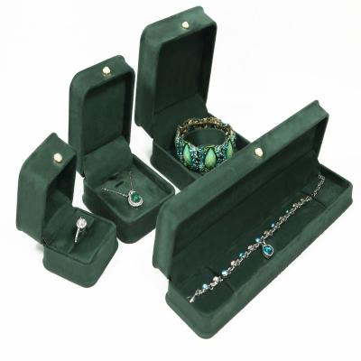 China Pilou Ring Box 2022 Microfiber Jewelry Box Dark Green Material Flip Top Jewelry Box for sale