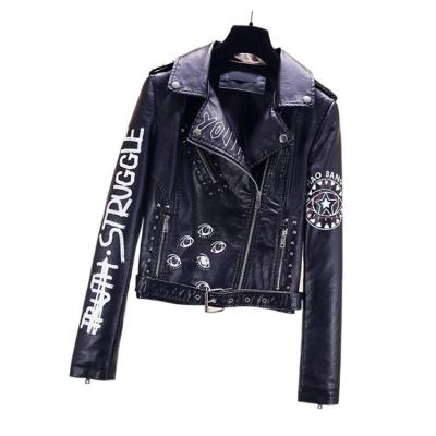 China 2021 Autumn Custom Made Women's Viable Motor Fahsion PU Leather Rivet Rise Eye Dare You Jackets for sale