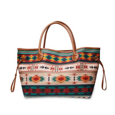 China Samoan Tribal Ladies Stripe Print Embroidery Set Zipper Closure Fashion Handbag Aztec Ethnic Tribal Cross - Polynesian Tribal Body Bag Bags for sale