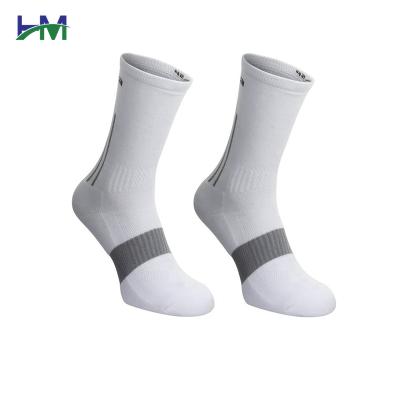 China HM-A055 Antibacterial Us Sporty Plain White Sports Socks Branded Sporty Sport Socks White 100% Cotton for sale