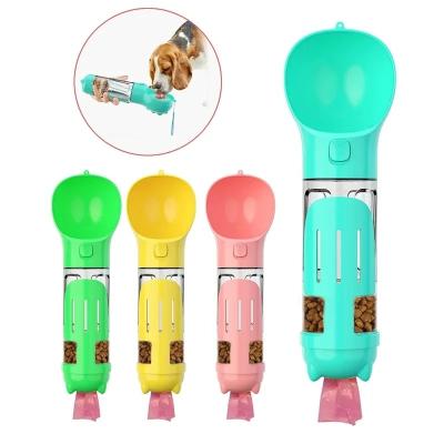 China Viable Wholesale Hot Selling 4 In 1 Water Bottle Dog Cat Accessories Drink Carrier Portable Dog Water Bottle With Poop Bag for sale