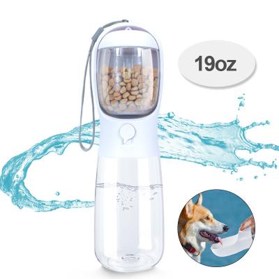 China Summer Portable Travel 2 Viable In 1 Plastic Pet Water Bottle With Food Container Cup Dispenser Drinking For Dogs Pets Outdoor for sale