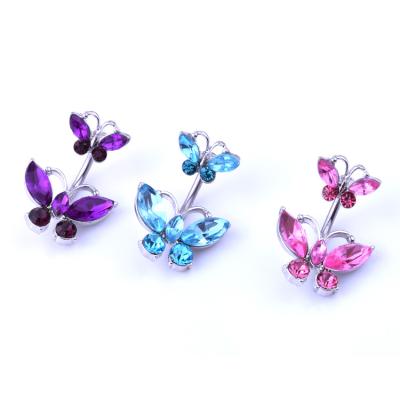 China 2021 FASHIONABLE CZ Blue Pink Purple Cartoon Girls Powerpuff Butterfly Surgical Steel Rings for sale