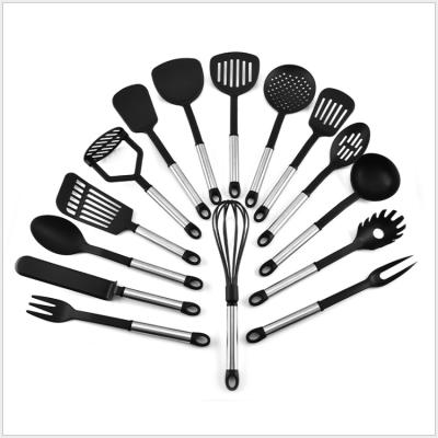 China 15Pcs Sustainable Professional Cooking Tools Nylon Kitchen Utensils Set Including Spatula Pocket Spoon Lathe Fork for sale