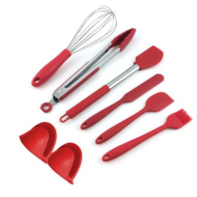 China 8pcs Tool Viable Home Silicone Kitchen Utensils Baking Tool Kit Include Pastry Brush and Oven Gloves for sale