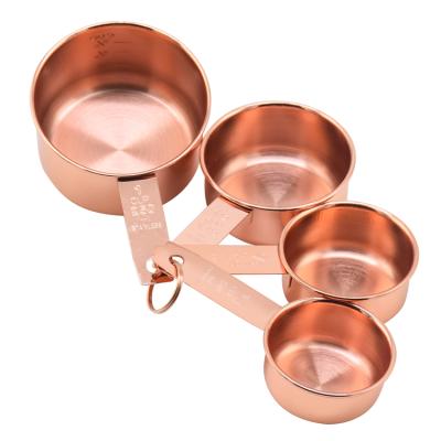 China Viable Smart Steel 4pcs Rose Gold Stainless Measuring Cup Set for sale