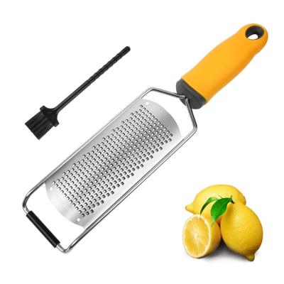 China Durable Sharp Blade Stainless Steel Lemon Zester Grater With Cover And Cleaning Device Brush for sale