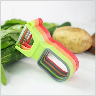 China 3 Kitchens Stainless Steel Slicer Fruit Peeler Viable Vegetable and Fruit Peeler Set For Tomato Carrot Apple Potato for sale