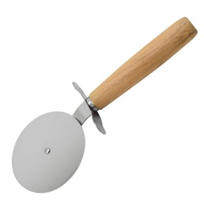 China Sustainable Wholesale 9cm Round Stainless Steel Pizza Cutter With Wooden Handle for sale