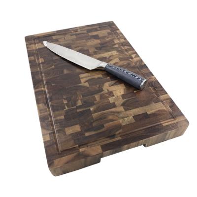 China Thick Grain Sustainable Wulnut Olive Acacia Wood Cutting Board Superb And Sturdy End Wood Chopper for sale