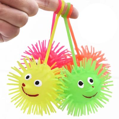 China Wholesale Hot Selling TPR Soft Colorful Led Light Blinking Light Up Smile Hedgehog Squeeze Toy Hedgehog Long Nose Puffer Ball Effort Flasher Ball For Kid for sale