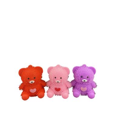 China Wholesale Soft Colorful Led Flashing Light Factory Squeeze Light Toy Love Heart Bear Stripper Ball Effort Cute Flashing Ball For Kid for sale