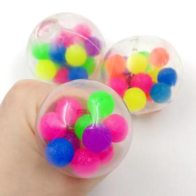 China 15 Hot SALE Amazon TPR 6cm Squeeze Rainbow Ball Bouncer Toys Mix Colorful Beads Custom Logo Bounce Ball Toys For Kids And Adult autism for sale