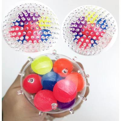 China 15 Hot SALE 6cm Amazon Mix Colorful Beads Plastic Rainbow Squeeze Ball Plastic Bouncing Person Toys Anti Stress Spike Ball Custom Stress Ball For Children children and adults for sale