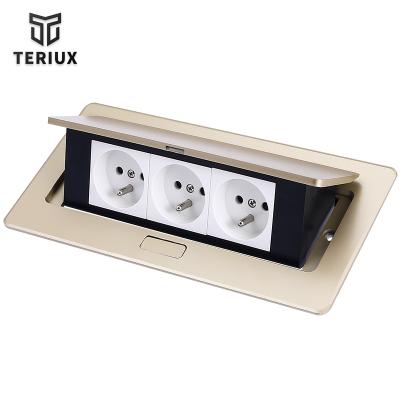 China Factory Sales Residential Gold Aluminum Alloy Multi Module Embedded Tabletop Socket / Multipurpose for sale