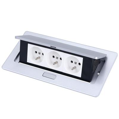 China Commercial Table Socket Damping Noise Socket Outlet Box EU Socket Slow Open Desktop Box for sale