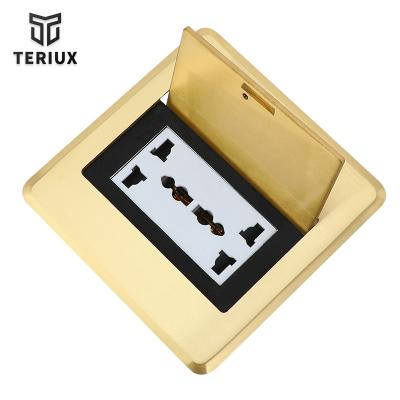 China Residential / General Purpose Pure Copper Hidden Type Floor Socket 10A Electrical Outlet Recessed Socket for sale