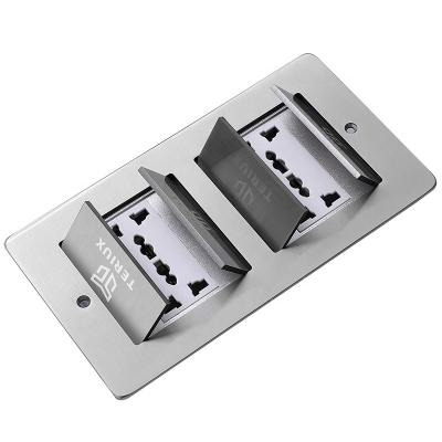 China Industrial Manufacturer Hidden Double Protective Doors Multi Outlet Socket 4 Socket Floor Socket For Office for sale