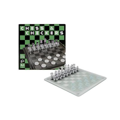 China Modern Glass Chess Set Glass Pieces And Controller Board Game White Frosted Black Chess NEW for sale