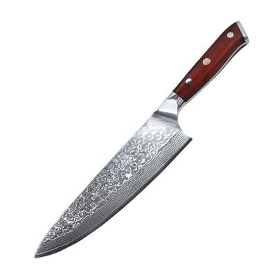 China Chef Knife Disposable Super Sharp Kitchen Knives With Sandalwood Handle Damascus Steel Chef's Knife for sale