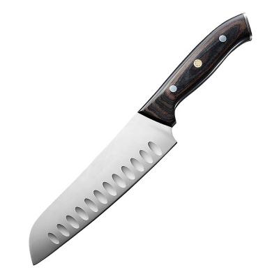 China 7 Inch Pakka Handle Kitchen Chef's Knife Professional High Quality Stainless Steel Santoku Stainless Steel Viable Knife for sale