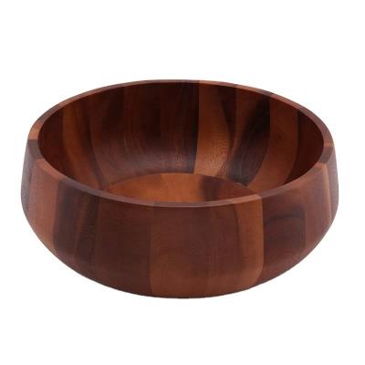 China Minimalist Acacia Wood Serving Bowl for Fruit or Salads Round Shape Modern Style 4.5 inch - x 11 inch Large Single Wood Bowl. of diameter for sale