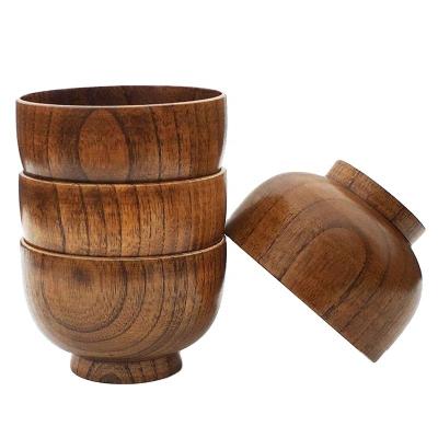 China Minimalist Handmade Wooden Bowl, Cup, for Rice, Soup, Dip, Coffee, Tea, Decoration (4PCS Jujube Bowls, S: 4-1/8 inch diameter by 2-5/8 inch tall) for sale