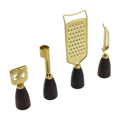 China Viable Personalized Stainless Steel Lemon Zester Cheese Chocolate Fruits Grater Apple Peeler Hollow Puncher Beer Opener Kitchen Set for sale