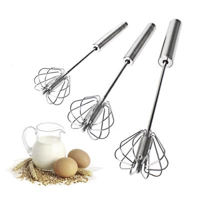 China Eco-Friendly Sustainable Kitchen Egg Cooking Machines Stainless Steel Handheld Flour Beater Mixer Semi Automatic Rotary Egg Beater for sale