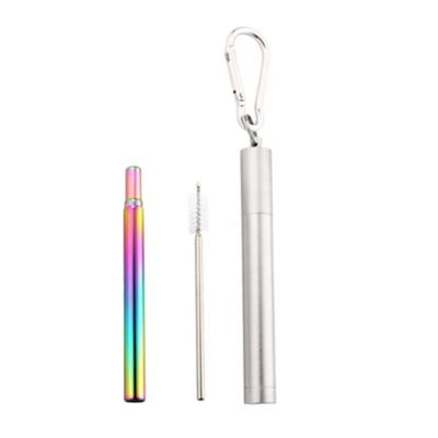 China Hot Sale BPA Free Stainless Steel Portable Colorful Telescopic Straw With Cleaning Brush And Travel Aluminum Case for sale