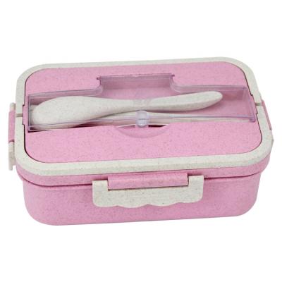 China New Best Selling Leakproof Wheat Viable Straw Kids Lunch Box 3 Compartment Food Storage Container for sale