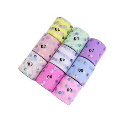 China High Tenacity Party Decoration Colorful Strands 6cm Dots Tulle Ribbon for sale