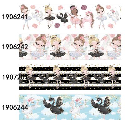 China Single face factory wholesale price custom printed 3 inch ballerina swan design grosgrain ribbon for sale