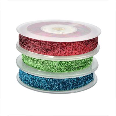 China China Factory Single Face Red Multi Color Glitter Velvet Ribbon for sale