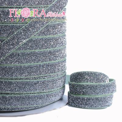 China Good quality viable wholesale glitter metallic elastic ribbons for hair ties for sale