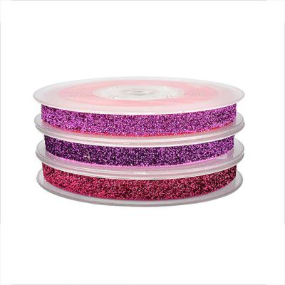 China Single Face Velvet Colorful Metallic Metallic Glitter Nylon Ribbon For Decorations for sale