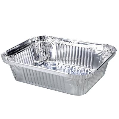 China Takeaway Food Packing Food Grade Tin Foil Baking Trays with lids Barbecue Box Takeaway Aluminum Foil Tableware Fast Food Container for sale