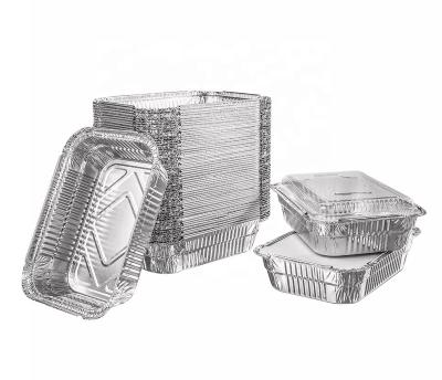 China Takeaway Food Packing Food Packaging Disposable Tin Foil Dishes Grill Pan Catering Rectang Aluminium Foil Container Tray for sale