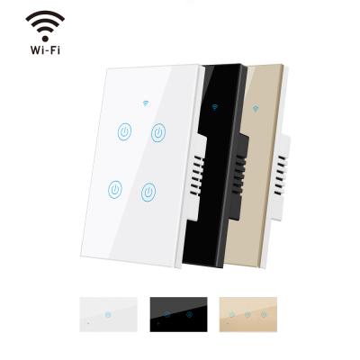 China Remote ABS Tuya Smart US/Australia 1/2/3/4 Band Wifi Touch Wall Light Switches With Neutral Wire Alexa Google Home Voice Control for sale